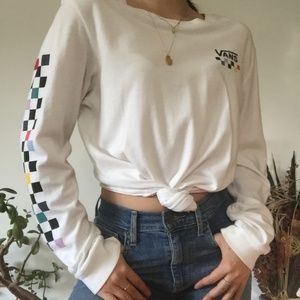 Vans checkered white long sleeve
